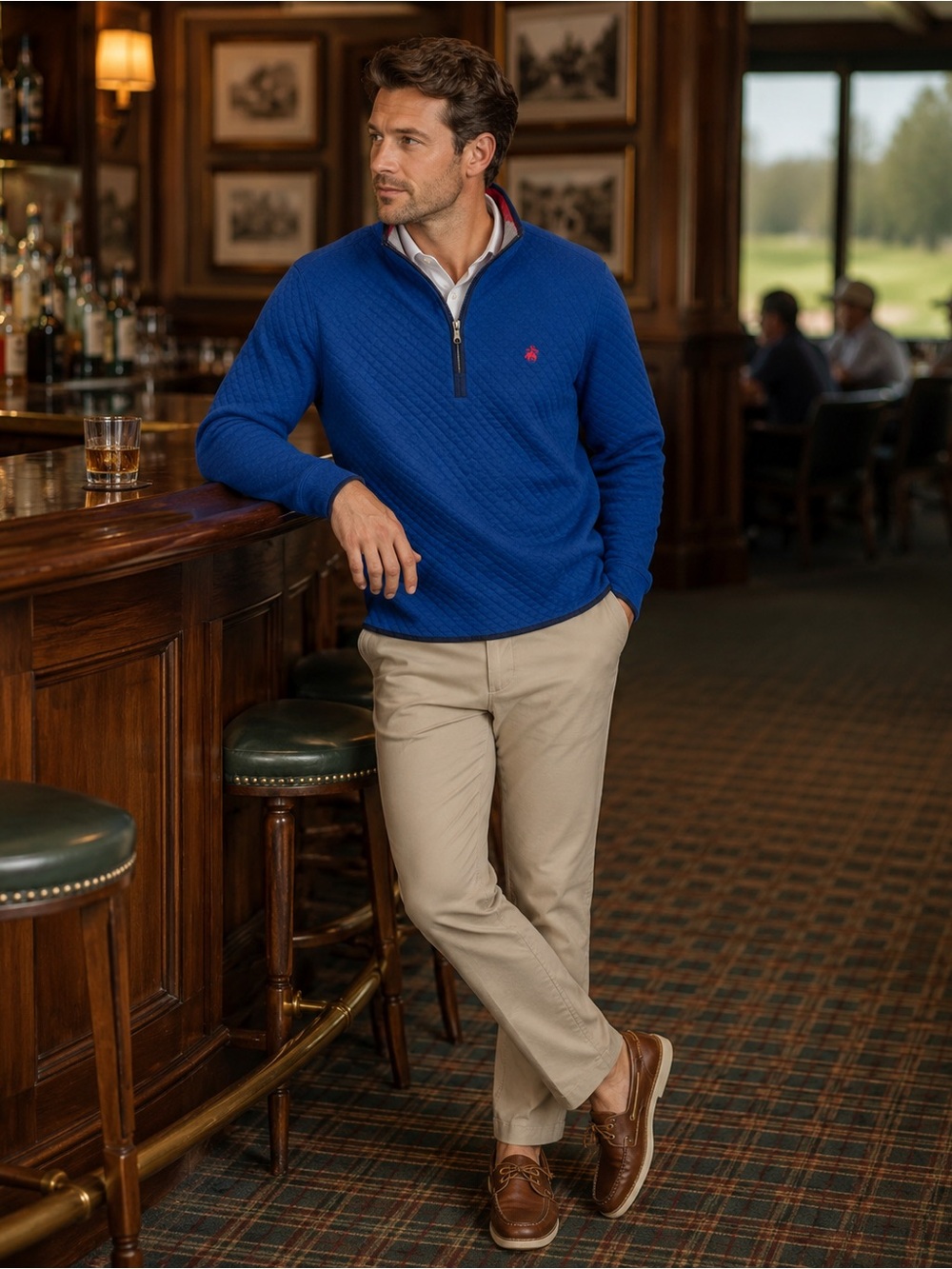 Brooks Brothers Quilted Quarter Zip Pullover in Blue XL